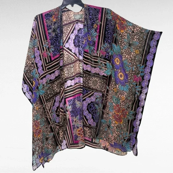 By Anthropologie Women’s One Size Sheer Burnout Kimono Bohemian Whimsigoth - Picture 6 of 16
